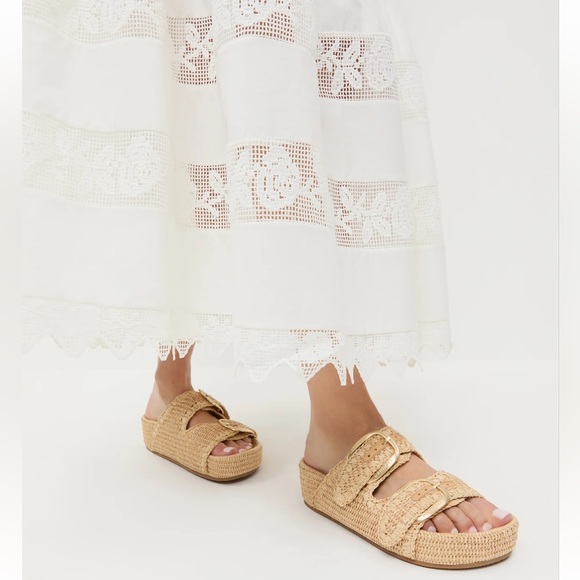 Loeffler Randall Women's Theo Raffia Sandals size 7 new tan - Picture 2 of 12